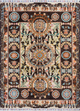 Chobi Black Hand Knotted 4'11" X 6'6"  Area Rug 700-145799