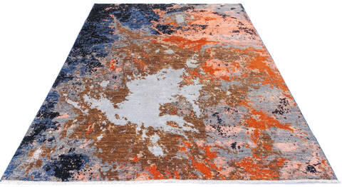 Modern Multicolor Hand Knotted 80 X 103 Area Rug 700-145800 Image 1