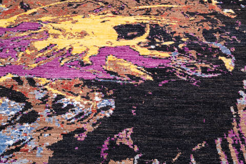 Modern Multicolor Hand Knotted 81 X 103 Area Rug 700-145801 Image 3