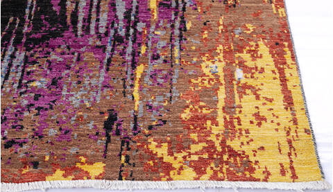 Modern Multicolor Hand Knotted 81 X 103 Area Rug 700-145801 Image 4