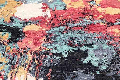 Modern Multicolor Hand Knotted 78 X 106 Area Rug 700-145802 Image 3