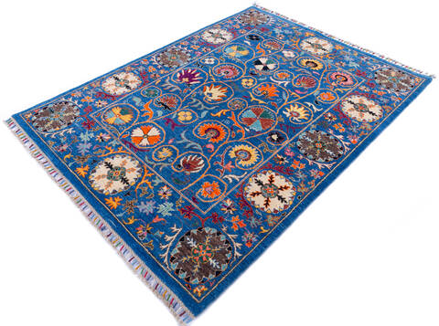 Chobi Blue Hand Knotted 51 X 66 Area Rug 700-145806 Image 2