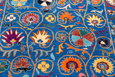 Chobi Blue Hand Knotted 51 X 66 Area Rug 700-145806 Image 3
