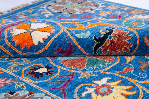 Chobi Blue Hand Knotted 51 X 66 Area Rug 700-145806 Image 5