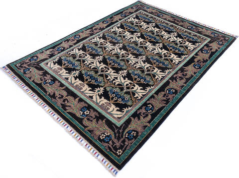 Chobi Black Hand Knotted 410 X 66 Area Rug 700-145807 Image 2