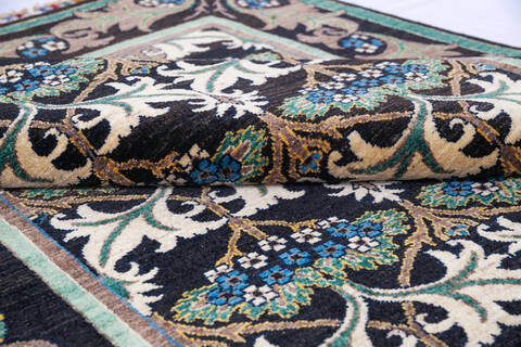Chobi Black Hand Knotted 410 X 66 Area Rug 700-145807 Image 5