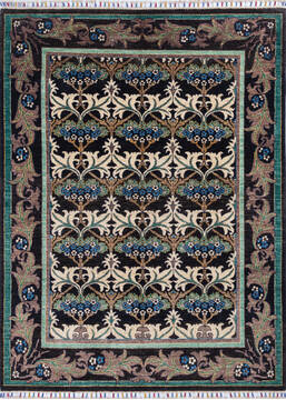 Chobi Black Hand Knotted 4'10" X 6'6"  Area Rug 700-145807