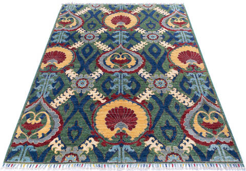 Chobi Green Hand Knotted 50 X 66 Area Rug 700-145809 Image 1
