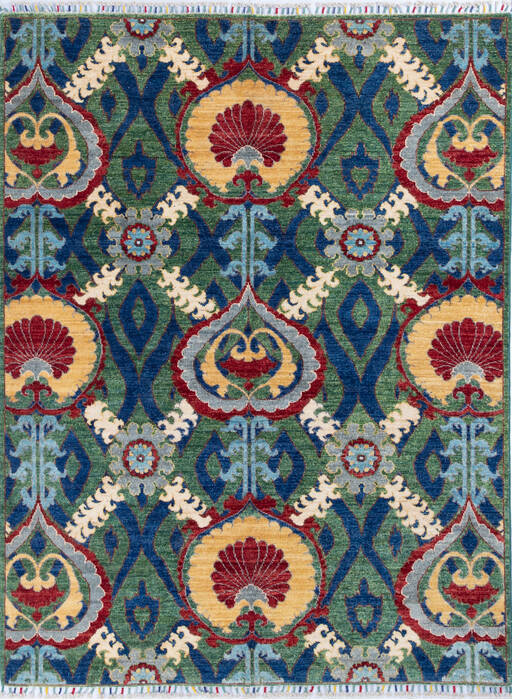 Chobi Green Hand Knotted 50 X 66 Area Rug 700-145809 Image 0