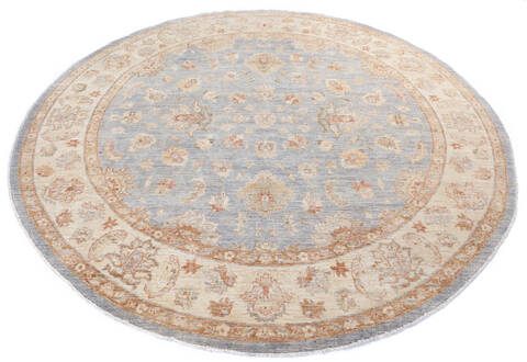 Chobi Grey Round Hand Knotted 90 X 91 Area Rug 700-145810 Image 1