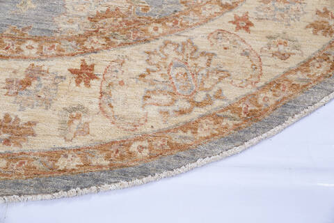 Chobi Grey Round Hand Knotted 90 X 91 Area Rug 700-145810 Image 3