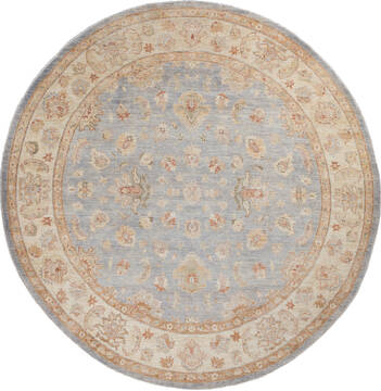 Afghan Chobi Grey Round 9 ft and Larger Wool Carpet 145810