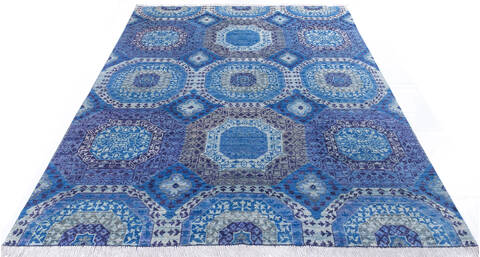 Chobi Blue Hand Knotted 80 X 100 Area Rug 700-145815 Image 1