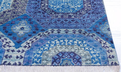 Chobi Blue Hand Knotted 80 X 100 Area Rug 700-145815 Image 4
