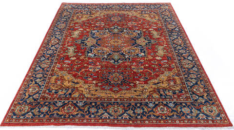 Chobi Red Hand Knotted 82 X 100 Area Rug 700-145816 Image 1