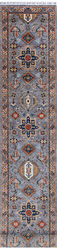 Afghan Chobi Grey Runner 13 to 15 ft Wool Carpet 145819