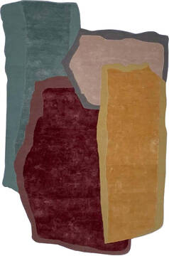 Modern Multicolor Free Form Hand Tufted 5'0" X 8'0"  Area Rug 902-145827