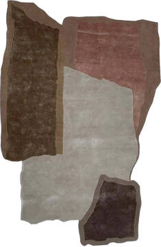 Modern Multicolor Free Form Hand Tufted 4'0" X 6'0"  Area Rug 902-145832