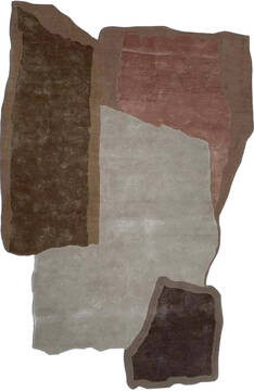Modern Multicolor Free Form Hand Tufted 5'0" X 8'0"  Area Rug 902-145833