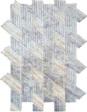 Modern Multicolor Free Form Hand Tufted 5'0" X 8'0"  Area Rug 902-145843