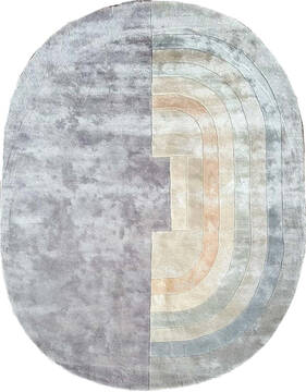 Modern Multicolor Free Form Hand Tufted 4'0" X 6'0"  Area Rug 902-145853
