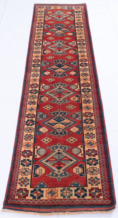 Kazak Red Runner Hand Knotted 27 X 102 Area Rug 700-145865 Image 1