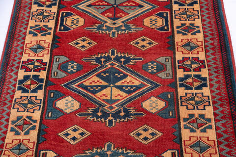 Kazak Red Runner Hand Knotted 27 X 102 Area Rug 700-145865 Image 3