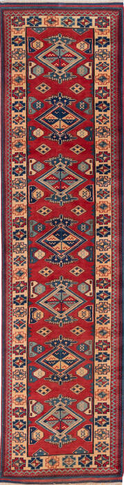 Kazak Red Runner Hand Knotted 27 X 102 Area Rug 700-145865 Image 0