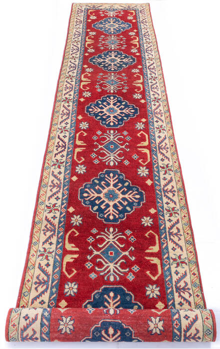 Kazak Red Runner Hand Knotted 211 X 164 Area Rug 700-145866 Image 1