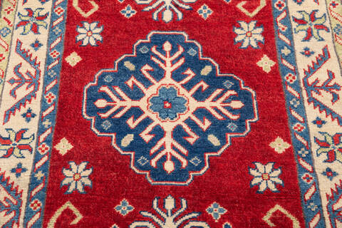 Kazak Red Runner Hand Knotted 211 X 164 Area Rug 700-145866 Image 3