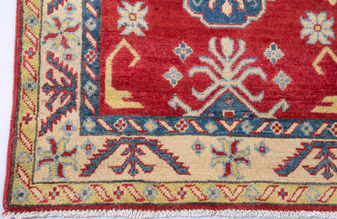 Kazak Red Runner Hand Knotted 211 X 164 Area Rug 700-145866 Image 4