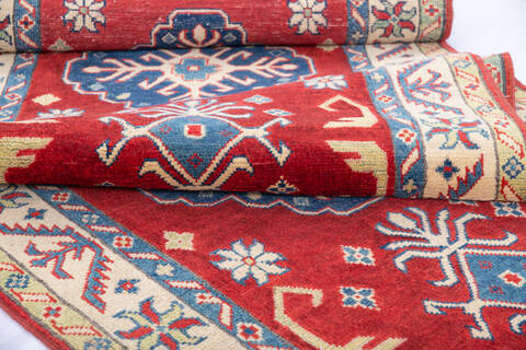 Kazak Red Runner Hand Knotted 211 X 164 Area Rug 700-145866 Image 5