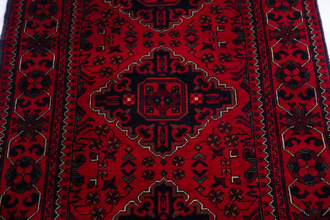 Khan Mohammadi Red Runner Hand Knotted 29 X 77 Area Rug 700-145871 Image 3
