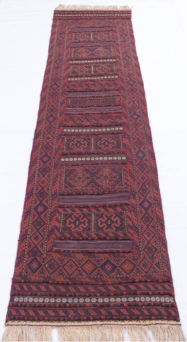 Kilim Red Runner Hand Knotted 22 X 93 Area Rug 700-145873 Image 1