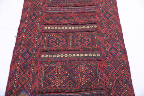 Kilim Red Runner Hand Knotted 22 X 93 Area Rug 700-145873 Image 2