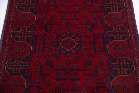 Khan Mohammadi Red Runner Hand Knotted 28 X 97 Area Rug 700-145874 Image 3