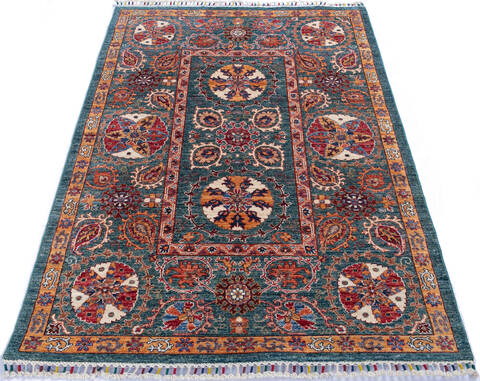 Chobi Green Hand Knotted 41 X 57 Area Rug 700-145876 Image 1
