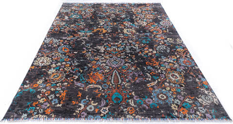Modern Multicolor Hand Knotted 90 X 120 Area Rug 700-145877 Image 1