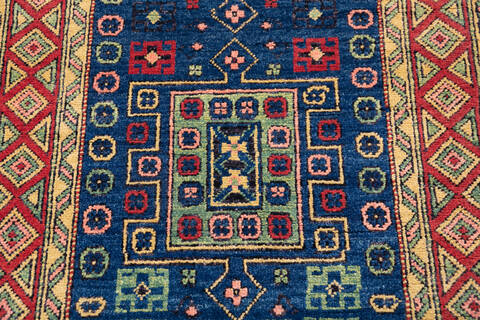 Kazak Blue Runner Hand Knotted 27 X 120 Area Rug 700-145887 Image 3