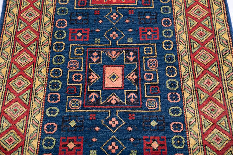 Kazak Blue Runner Hand Knotted 27 X 120 Area Rug 700-145887 Image 4