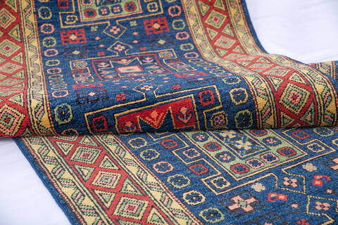 Kazak Blue Runner Hand Knotted 27 X 120 Area Rug 700-145887 Image 6