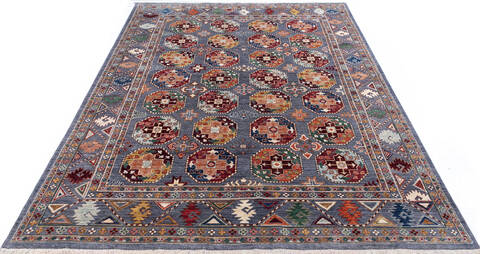 Chobi Grey Hand Knotted 80 X 101 Area Rug 700-145894 Image 1