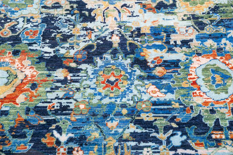 Modern Blue Hand Knotted 51 X 67 Area Rug 700-145895 Image 3