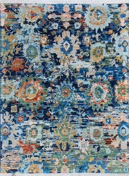 Modern Blue Hand Knotted 5'1" X 6'7"  Area Rug 700-145895