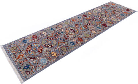 Chobi Grey Runner Hand Knotted 27 X 100 Area Rug 700-145897 Image 2