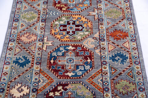 Chobi Grey Runner Hand Knotted 27 X 100 Area Rug 700-145897 Image 3