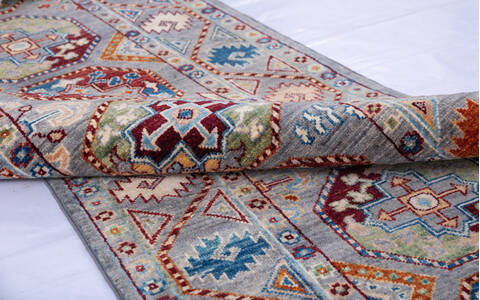 Chobi Grey Runner Hand Knotted 27 X 100 Area Rug 700-145897 Image 5
