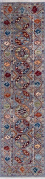 Chobi Grey Runner Hand Knotted 2'7" X 10'0"  Area Rug 700-145897