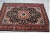 Kashan Black Hand Knotted 40 X 60 Area Rug 905-145954 Thumb 6