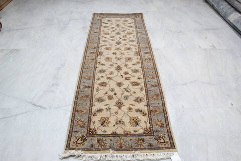 Jaipur White Runner Hand Knotted 29 X 79 Area Rug 905-145955 Image 1